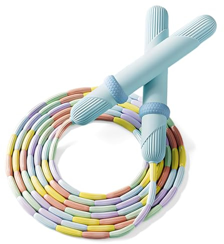 Beaded Skipping Rope, 2.8m Adjustable Beaded Jump Rope for Adults & Children Exercise, PE, School Sports & Home Workouts,Tangle-Free, Soft Handles, Lightweight