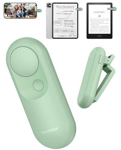 Maxonar Magsnap fjärrsidvändare för Kindle Paperwhite/Oasis & Kobo, förlorar aldrig delar, 100-timmars batteri, RF-anslutning, 2-i-1 sidklicker fungerar med surfplatta/iPad, perfekt present till