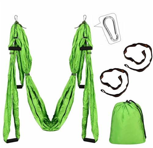 Wuyangcun Hamaca de yoga aérea de 250 x 150 cm, columpio de tela de paracaídas para fitness de inversión (verde)