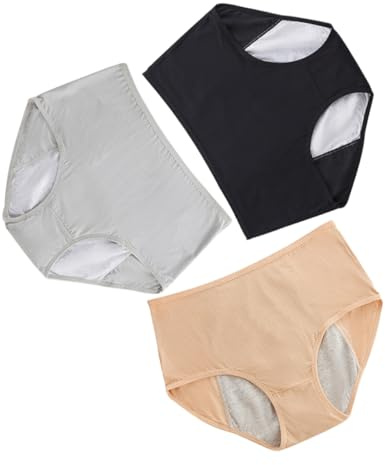 Healeved 3 Piezas Bragas Menstruales de Alta Cintura para Mujeres de y Transpirables para Menstruación Negro Gris y Color