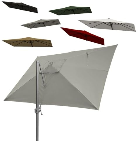 VLKLPZAHAK Toile De Rechange 400x300cm pour Parasol Déporté, Housse De Rechange Rectangulaire 8 Baleines, Bâche De Remplacement Parasol De Jardin(Light Grey)