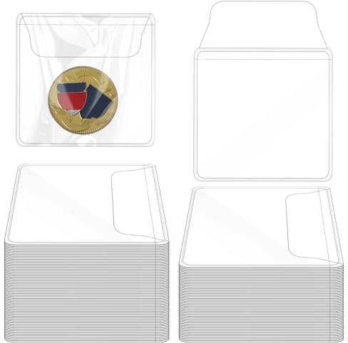 200 Pcs Single Pocket Coin Sleeves, 2.2 x 2.2 Inches Clear Coin Collector Plastic Holders Individual Small Specie Storage Protector for Jewelry Currency Collection