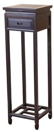 ZIGUIhsou-11 Plant Stand Chinese Vintage with Drawer Display Rack, Indoor Floor Type Redwood Bonsai Base