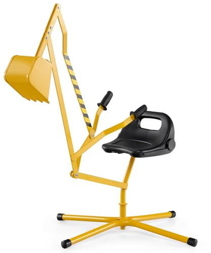 GOPLUS Pelleteuse Enfant, Jouet Pelle Excavatrice Enfant avec Base Rotative à 360° & Commandes à Deux Mains, pour Sable, Terre, Neige, pour Garçon Filles 3+ Ans (Jaune)