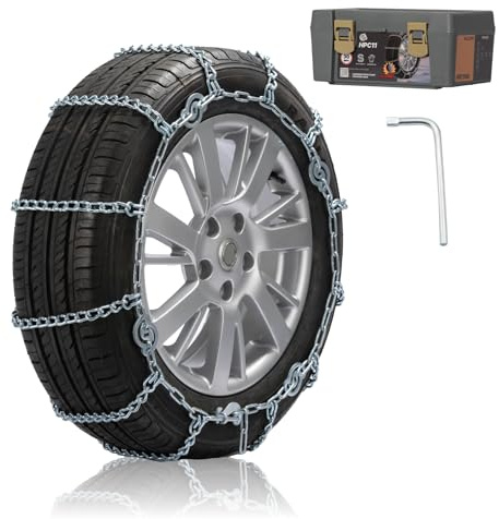 Snow Chains for Pickup Trucks, SUVs, Light Trucks, Heavy Duty Quick Fit & Easy Installation, Reusable Emergency CAM Tightener Tire Traction Chain, Set of 2 (HPC1130)