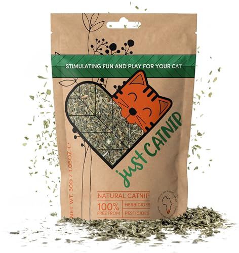 Just Catnip - Organic Catnip for Cats - Fine Blend Cat Nip - Grown in South Africa - Extra Strong - Cat Toy & Treat Cat - Natural, Ethical and Sustainably Farmed