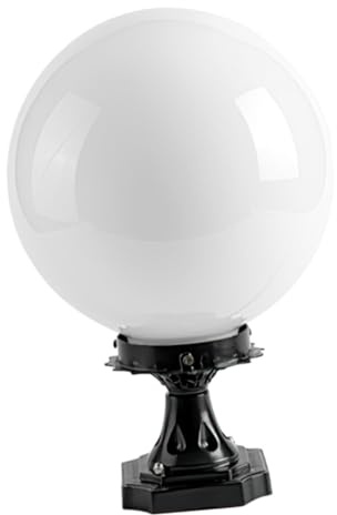 HOLIDYOYO Luminaria Esférica para Postes de Luz Exteriores 20 CM Base Cuadrada de Aluminio Farola de Acrílico para Jardín Parque y Entrada Iluminación Eléctrica para Exteriores