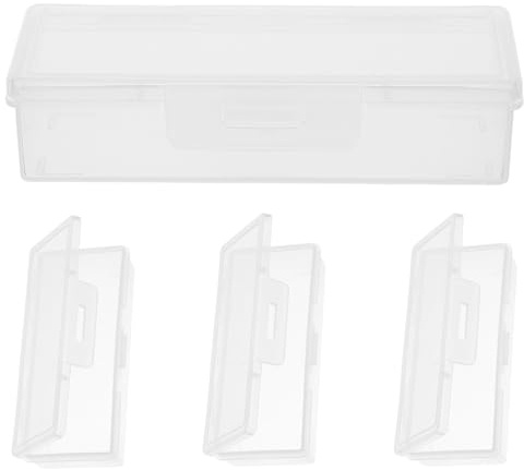 Housoutil Porta Cotton Fioc da Viaggio Trasparente 4 Pezzi Contenitore Piccolo e Portatile Multiuso per Cotton Fioc Stuzzicadenti e Dischetti di Cotone per Viaggi Ufficio e Casa