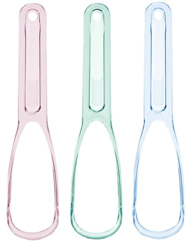 TOBBOMEY Puliscilingua 3 Pezzi in Plastica Resistente Raschietti per Lingua Sicuri e Comodi Spazzola per Pulizia Orale Adatta ad Adulti e Elimina Cattivo Odore e Mantiene L’Alito