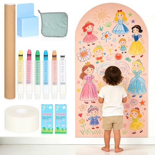 Magnettafel Kinder 120x60 cm, Magnetwand zum Malen und Zeichnen, Selbstklebende Spieltafel mit Kreidestiften, Aufbewahrungsbox, Kreativtafel Jungen Mädchen Kamelrosa