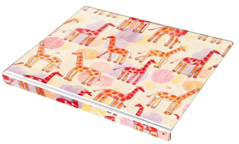 Burbuja Crayon Drawing Giraffes Acrylic Cutting Board with Counter Lip, Large Anti-Slip Cutting Board for Kitchen Countertop Decor, House Warming Perfect for Cutting Bread Fruits