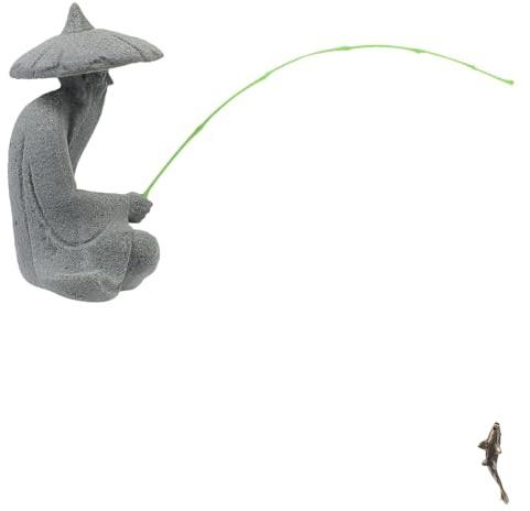 GALPADA Rock Landscape Ornaments for Japanese Decor Resin Fisherman Ornament for Bonsai Decors and Home Use as Fisherman Figurine for Garden Ponds