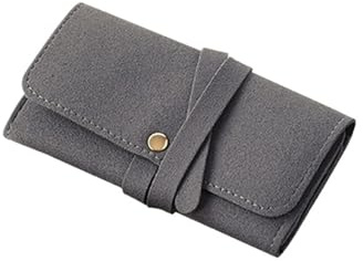Astuccio da viaggio per gioielli, Borsa for gioielli grigia, arrotolabile, pieghevole, portatile, for collane