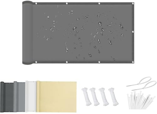 PDSYCB Sonnensegel Rechteckig 3x4m, 95% UV Schutz, Sonnensegel Polyester, Sonnentuch Windschutz Reißfest, Sonnentuch Ösen, Spannseile, Aufrollbar für Balkon Terrasse Garten, Dunkelgrau