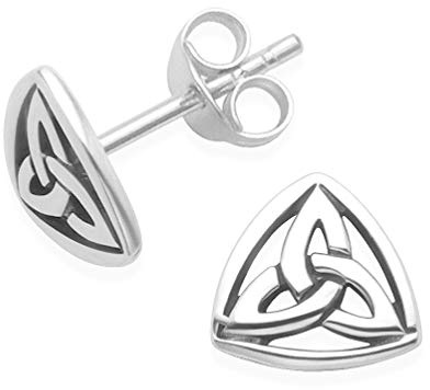 Heather Needham Sterling Silver Celtic Earrings - SIZES: Tiny - 5mm OR 9mm. Gift Boxed Celtic Trinity Stud Earrings - small and discrete.5158/5178