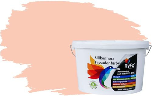 RyFo Colors Silikonharz Fassadenfarbe Lotuseffekt Trend Orangetöne Softterracotta 10l - bunte Fassadenfarbe, weitere Orange Farbtöne und Größen erhältlich, Deckkraft Klasse 1
