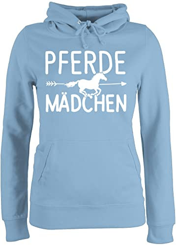 Pullover Damen Hoodie Frauen - Pferde Mädchen - Pferdemädchen - XS - Hellblau - reiterzubehör reitoberteil pferdeliebhaber fjordis hoody pferdepullies pferdepulloverdamen pferd ich geh kapuze
