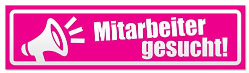 Kiwistar Magnetschild Mitarbeiter gesucht Megaphone inv. - 60cm Pink - magnetisch für Auto PKW Kfz - wiederverwendbares Hinweisschild aus Magnetfolie - für Fahrzeug, Truck