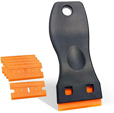 Ewrap Glass Scraper, Window Scraper, Ceramic Hob Scraper Includes 10 Piece Plastic Scraper Replacement, for Remove Labels Stickers Decals, Safe to Glass