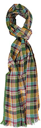 Modisch-eleganter Schal Herren und Damen, Baumwollschal grün gelb, 50x180 cm, Halstuch Herren, Halstuch Damen