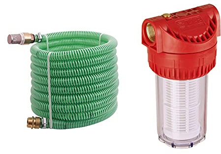 T.I.P. 30907 Saugschlauch Ansaugschlauchgarnitur Messing (Schlauchlänge 7m) & Vorfilter für Garten Pumpen und Hauswasserwerke 17,8 cm (7 Zoll), Wasserdurchfluss bis 7.000 l/h