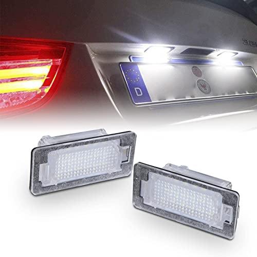 POPMOTORZ LED Kennzeichenbeleuchtung für E82/E88/E90, Nummernschildbeleuchtung 18 LED 2835 SMD mit CAN-Bus, Xenon Weiß Autokennzeichenleuchte für E91/E92/E93/E39/E60/E61/F07/F10/F11/F18