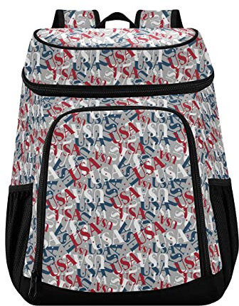 Amerikanischer patriotischer Stil Kühlrucksack für Damen und Herren, Picknick, isolierte Kühltaschen, große Kapazität, Lunch-Rucksack für Arbeit, Schule, Angeln, Wandern, Camping, Park, Strand