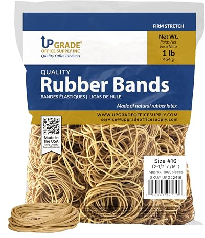 Upgrade Office Supply UPG22416 Rubber Bands, Size #16 (5-1/8 in x 1/16 in), 1,800 Bands, 1 lb Bag, USA