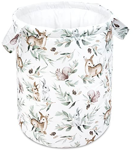 Aufbewahrungskorb Kinder Spielzeugaufbewahrung Kinderzimmer 50x40 cm - Spielzeugkorb Spielzeugsack - Spielzeug Korb Kinderzimmer grüne Rille