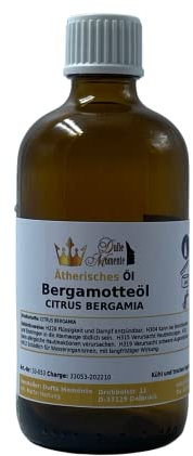 Dufte Momente | ätherisches Öl Bergamotte 100ml | naturrein | für Aufguss Duftlampe Diffusor und mehr | pur, ohne irgendwelche Zusatzstoffe | vegan