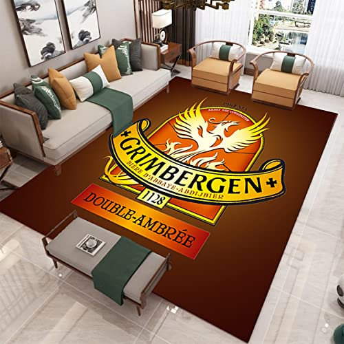 bailongma Marque de bière imprimé Flanelle Tapis Doux Belgique Tapis drôle Bar Club Décor Non dérapant Tapis de Sol D1032 140×200CM