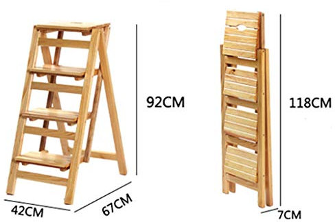 LEOSXA Sgabello con Gradino in Legno, Sgabello con Gradino Pieghevole, Forte e Durevole Sgabello con Scala a Quattro gradini Gradino Sgabello Alto Cambio Panca per Scarpe Sgabello da bagn