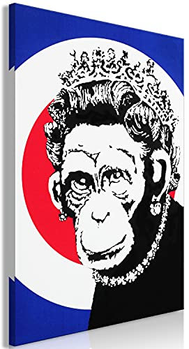 murando - Akustikbild Banksy Monkey Queen Bilder Akustikschaum Hochleistungsschallabsorber Schallschutz Leinwand 1 tlg Wandbild Raumakustik Schalldämmung Affe schwarz weiß