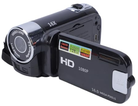 Videocámara Digital ABS Full HD Rotación 16X Videocámara Digital de Alta Definición Cámara de Video DV Cámara de Video Digital DV (Negro)