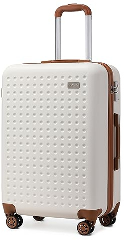 KONO Hartschalenkoffer Reisekoffer Koffer Trolleys 100% ABS Handgepäck Koffer mit 8 Spinnerräder Rollkoffer 76 * 50 * 31cm TSA-Schloss Reisegepäck Weiß