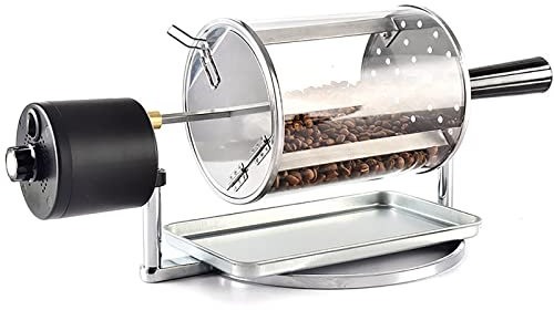 TEmkin Torréfacteur de Grains de café, torréfacteur Manuel à Tambour, avec Verre résistant à la Chaleur à Haute température, Rouleaux en Acier Inoxydable DIY, pour Grains, Grains, cacahuètes, Noix