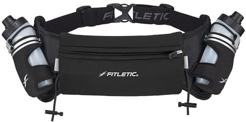 Fitletic® | Hydra 16 | Laufgürtel mit Trinkflaschen | 2X 250 ml | Laufgürtel, Trinkgürtel, Jogging, Lauftasche, Running Belt, Hüfttasche für Jogging, Laufen, Walking, Marathon