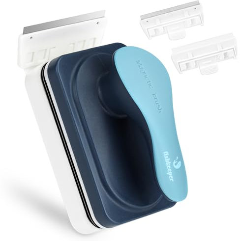 fishkeeper 2-in-1 Aquarium Magnet Scheibenreiniger, Aquarium Reinigung Magnetbürste, Ergonomischer Griff Aquarium Zubehör, Algenvernichter Aaquarium Glasreiniger mit 2 Abnehmbarem Schaber (S)