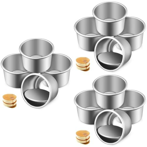 HEMOTON 12piezas Moldes Redondos Para Pasteles Con Fondo Desmontable De Aluminio Para Tartas Pasteles y Mousse Perfectos Para Celebraciones y Reuniones Cocina
