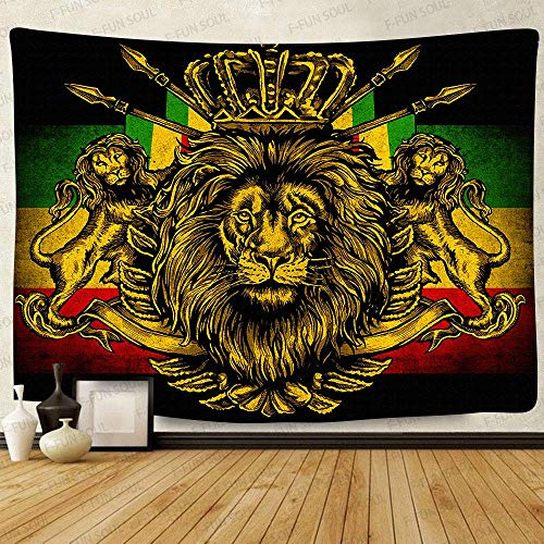 STCREE Wandteppich mit Löwenkrone, Flagge, Rastafari, groß, 203,2 x 152,4 cm