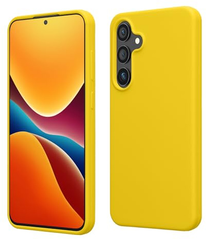 kwmobile fodral kompatibelt med Samsung Galaxy S24 fodral - tunt mobilfodral i silikon - mobilfodral mjuk yta - trådlös laddning - ljusgul