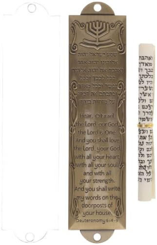 DEARMAMY Mezuzá Decorativa Vintage De Aleación con Dos Agujeros para Montaje Adorno Religioso para Puerta De Hogar Placa Católica para Decoración Y Regalos Significativos