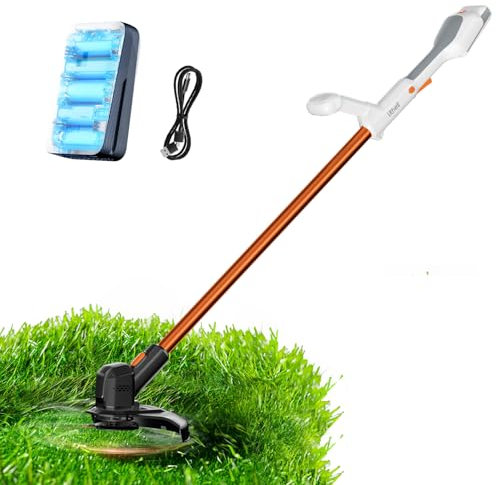 Litheli Cordless Grass Trimmer, 25cm Battery Powered Grass Strimmers, Grass Trimmer/Edger, 20V 2.0Ah Lithium Battery Garden Trimmer for Lawn Trimming Garden Clearing Weeds, Cordless Trimmer