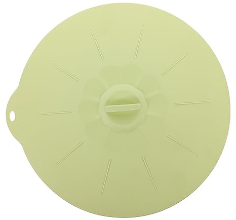 PRETYZOOM Food Grade Silicone Pan and Bowl Lid Suction Sealing Lid Hanging Hole Extra Large Round Green Microwave Dishwasher Safe Universal Food Preservation Cover