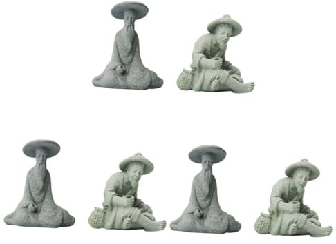 BESPORTBLE 6stücke Gartenfigur Angler Aus Resin Teiliges Kreative Miniatur-deko Für Garten Und Teich Asiatische Gartenornamente Für -projekte Und Kinderaktivitäten Realistische Details