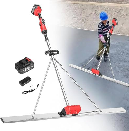 ZIXIAOS Règle De Nivellement De Surface De Ciment De Chape électrique sans Fil, Outil De Vibration De Chape en Béton électrique, Chape De Surface en Béton à Lame De 150/180/200 Cm,200cm-two