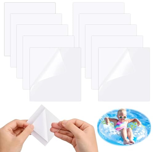 DTXYBC 10 Pièces Rustine Piscine, Piscine Patch Kit, Kit Réparation Spa Gonflable, Patchs de Réparation Auto-Adhésifs en PVC, pour Lits Gonflables Anneaux de Natation Kayaks Piscines