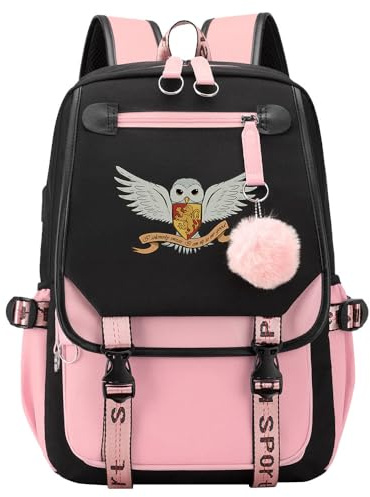 Meetiger Harry Magic Cartable pour filles Hibou Ordinateur portable Sac à dos Dames Jeunes Enfants Sac à dos Voyage 7~15 Grade Student Pack Rose-A