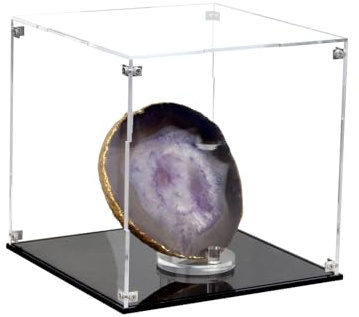 Kcgani Clear Acrylic Display Case for Collectibles Assemble, Cube Box Dustproof Protection Showcase with Black Base, Alternative Glass Case for Display Figures Toys Home Storage Box, 8x8x8Inch