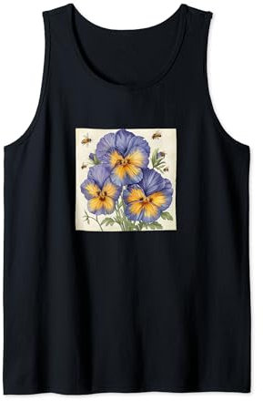 Stiefmütterchen-Blume blühend mit Bienen um Grafik Tank Top